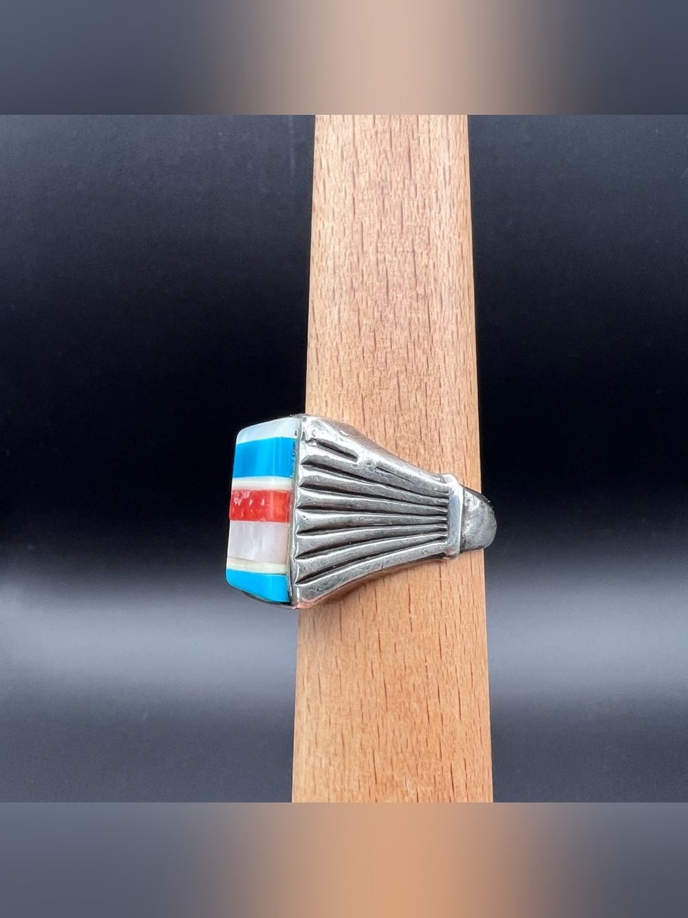 Native American Inlay Ring - Picture 2 of 7